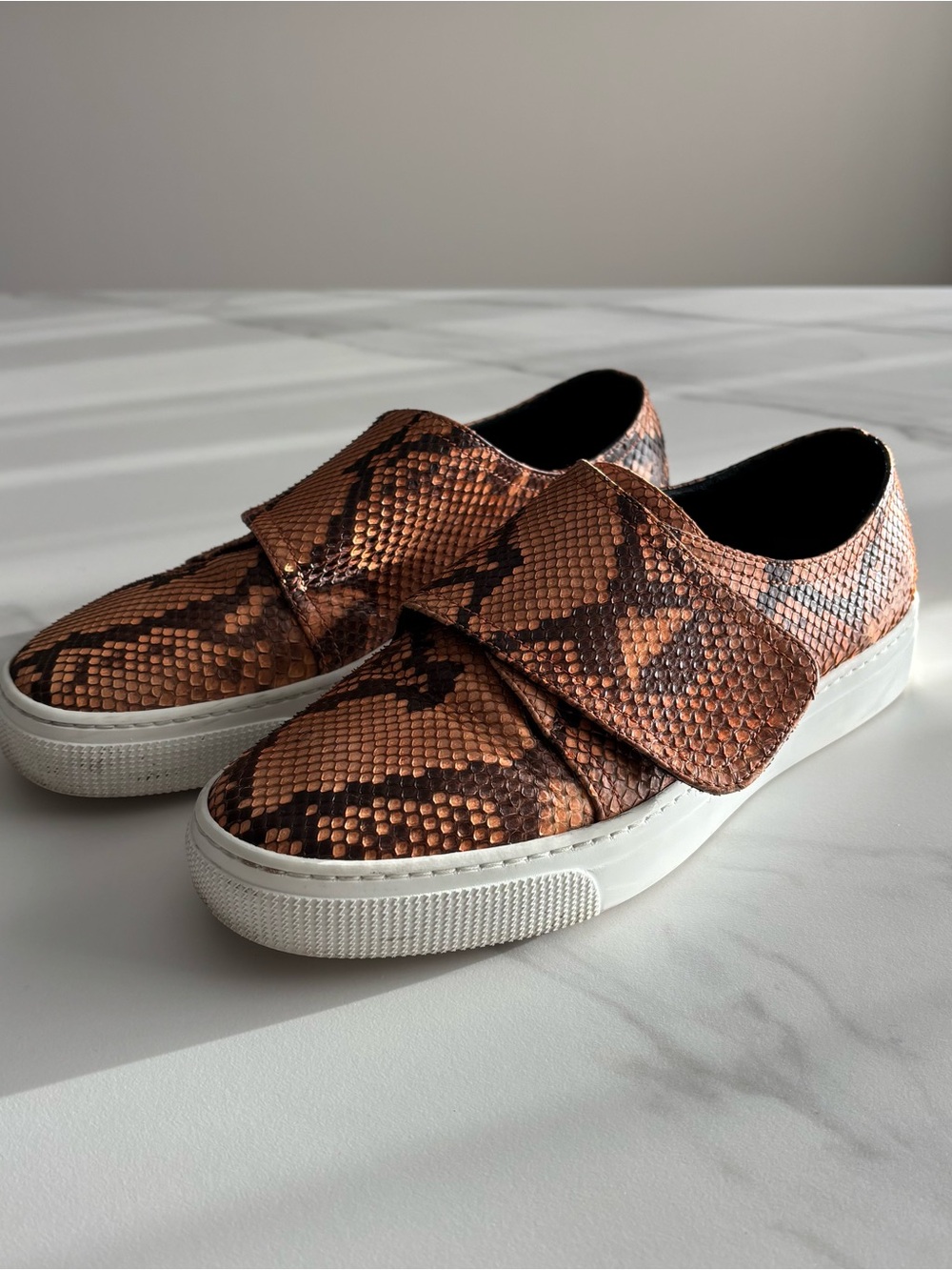 ZCD Montréal Python Embossed Leather Slip-On Sneakers – Size EU 38